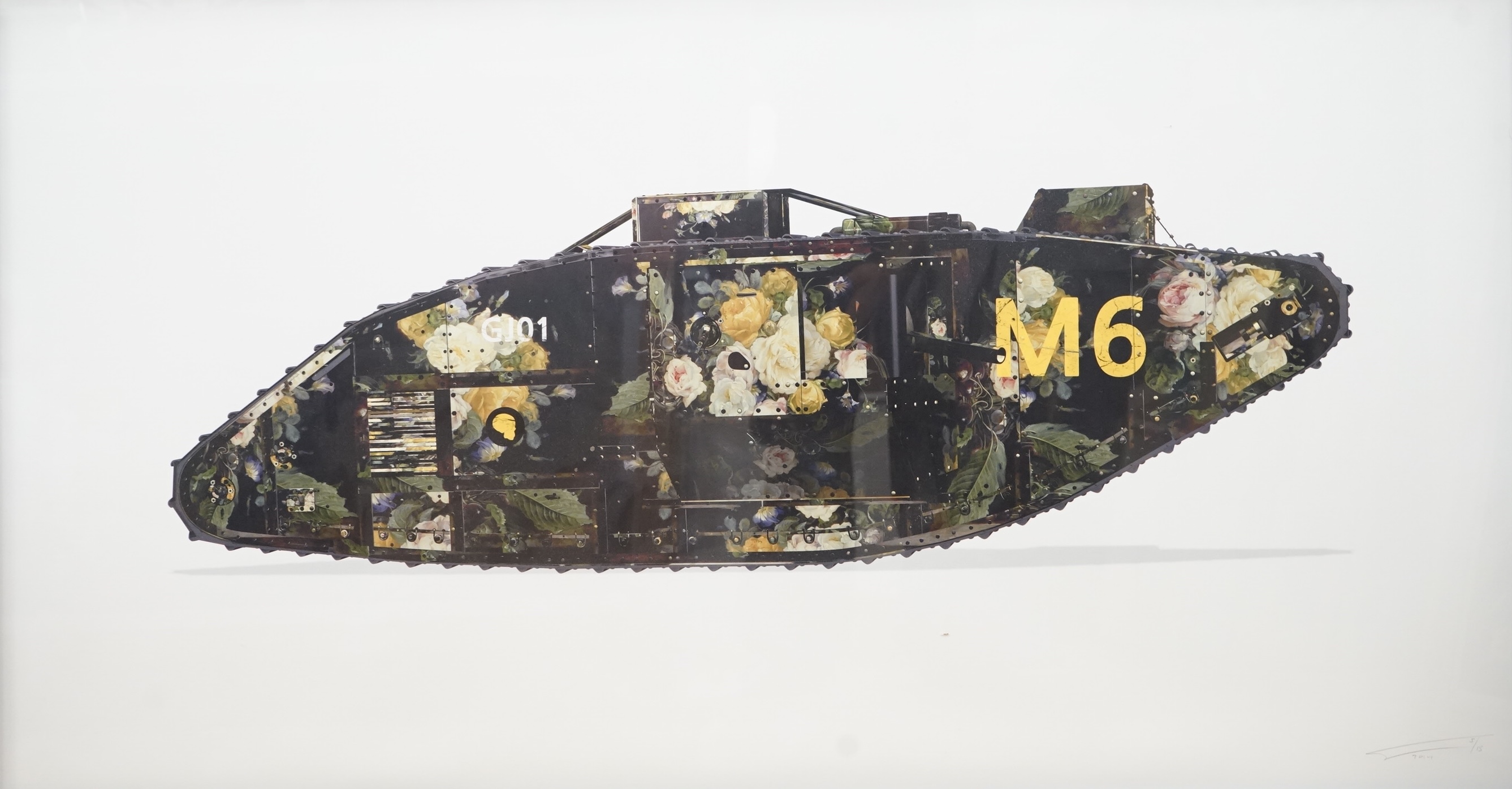 Magnus Gjoen (b. 1979), 'No time to grieve for roses while forests are burning', signed and dated 2014 in pencil, limited edition colour print numbered 5/15, 59 x 108cm